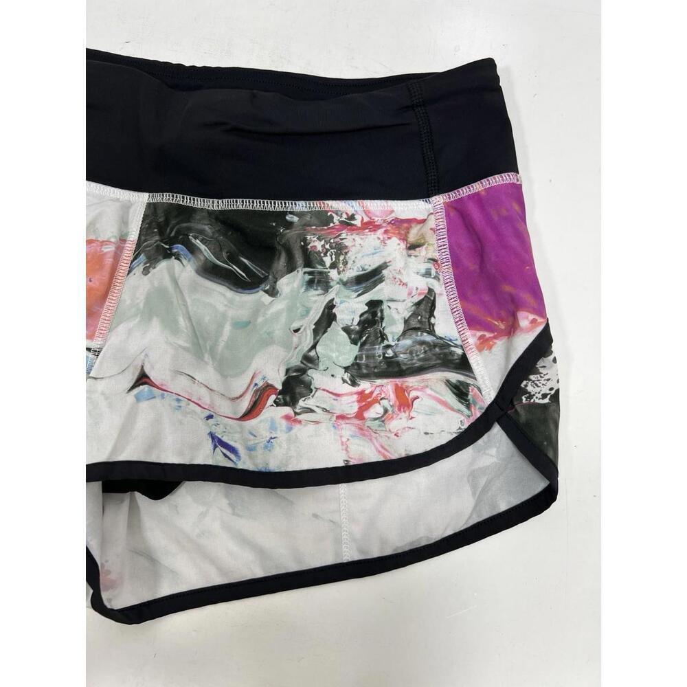 Lululemon Run Low Rise Speed Short 4 Way Stretch Pigment Wave Multi/Black Size 6 - Picture 4 of 9
